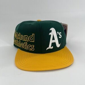 VTG NEW Oakland Athletics A's Hat Snapback Spell Out MoneyBall MLB Logo 7 NWT